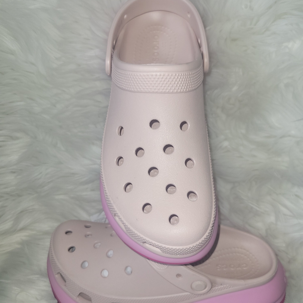 Pink and White Clogs